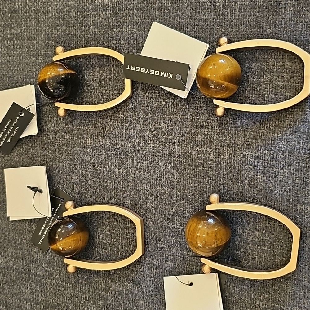 NWT Kim Seybert set of 4 tiger eye napkin ring - Picture 2 of 15